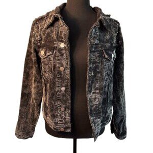 POL Corduroy Black Wash Distressed Studded Jacket Women’s Size Small